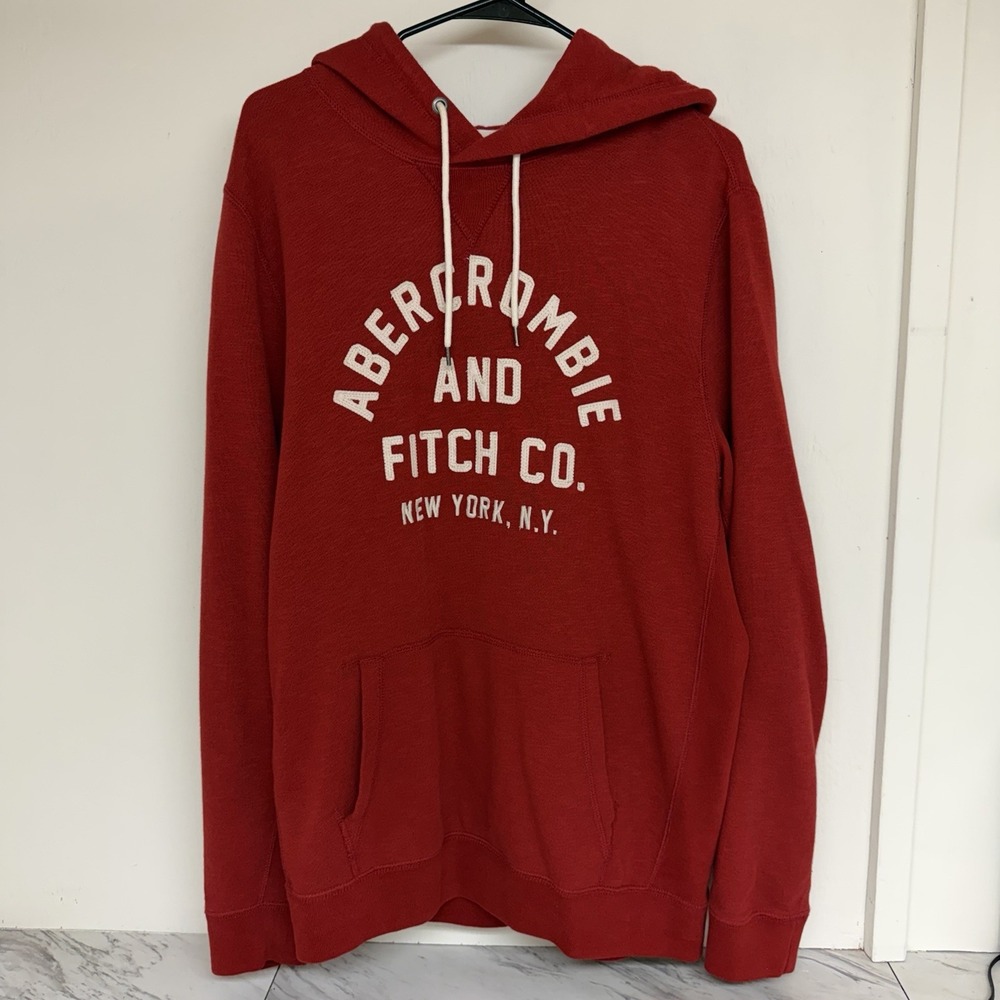 Vintage 2000s Y2K Abercrombie & Fitch Hoodie Mens Large Red Pullover Sweatshirt